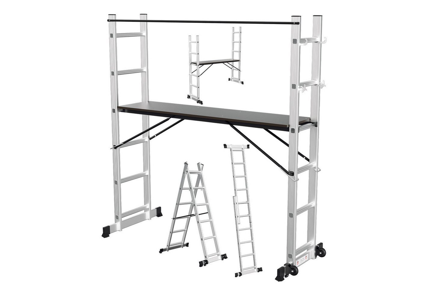 Clanmacy Arbeitsgerüst Arbeitsgerüst Leitergerüst 4in1 Alu Stehleiter bis 150 kg 2 x 6 Stufen Clanmacy Arbeitsgerüst Arbeitsgerüst Leitergerüst 4in1 Alu Stehleiter bis 150 kg 2 x 6 Stufen von Clanmacy