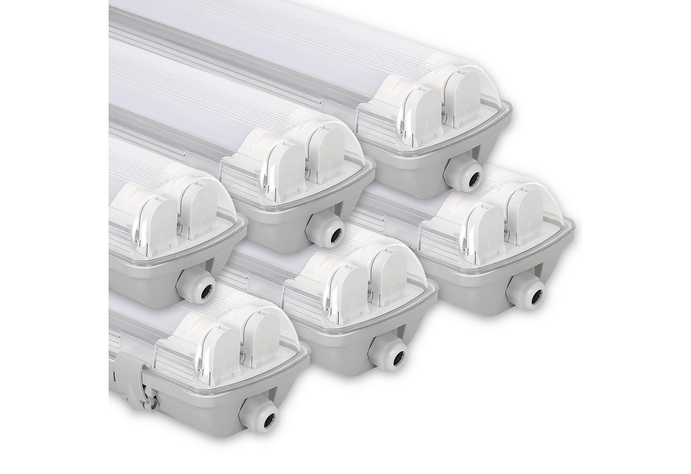 Clanmacy Außen-Deckenleuchte LED Feuchtraumleuchte Wannenleuchte Garage Leuchtstoff Keller, 2X18W 120CM, Neutralweiß von Clanmacy