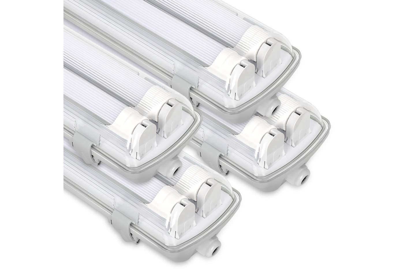 Clanmacy Außen-Deckenleuchte LED Feuchtraumleuchte Wannenleuchte Garage Leuchtstoff Keller, 2X18W 120CM, Neutralweiß von Clanmacy