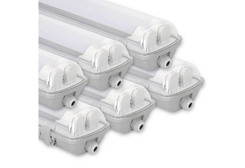Clanmacy Außen-Deckenleuchte LED Feuchtraumleuchte Wannenleuchte Garage Leuchtstoff Keller, 2X18W 120CM, Neutralweiß von Clanmacy