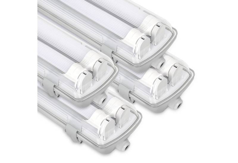 Clanmacy Außen-Deckenleuchte LED Feuchtraumleuchte Wannenleuchte Garage Leuchtstoff Keller, 2X18W 120CM, Neutralweiß von Clanmacy