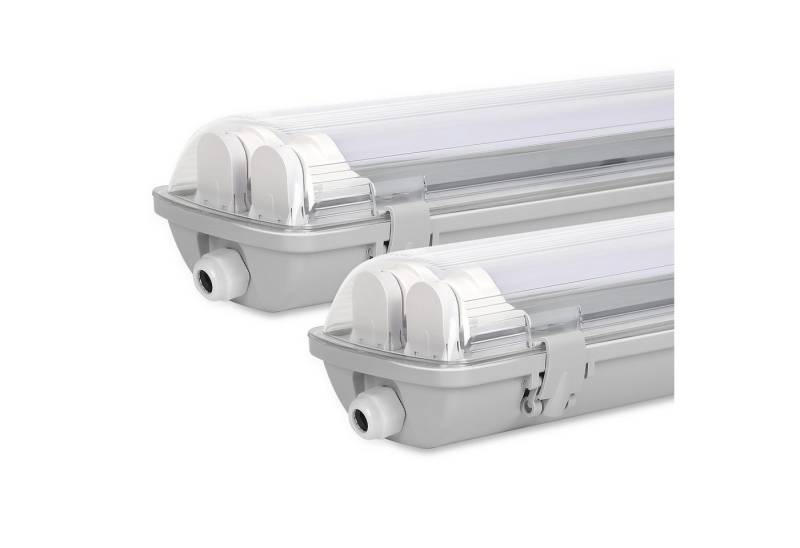 Clanmacy Außen-Deckenleuchte LED Feuchtraumleuchte Wannenleuchte Garage Leuchtstoff Keller, 2X18W 120CM, Neutralweiß von Clanmacy