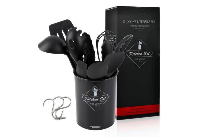 Clanmacy Back-Set Küchenutensilien Silikon Kochbesteck BBQ 15-teiliges Set Küchenhelfer, (Set, 12-tlg), Mit Haken von Clanmacy