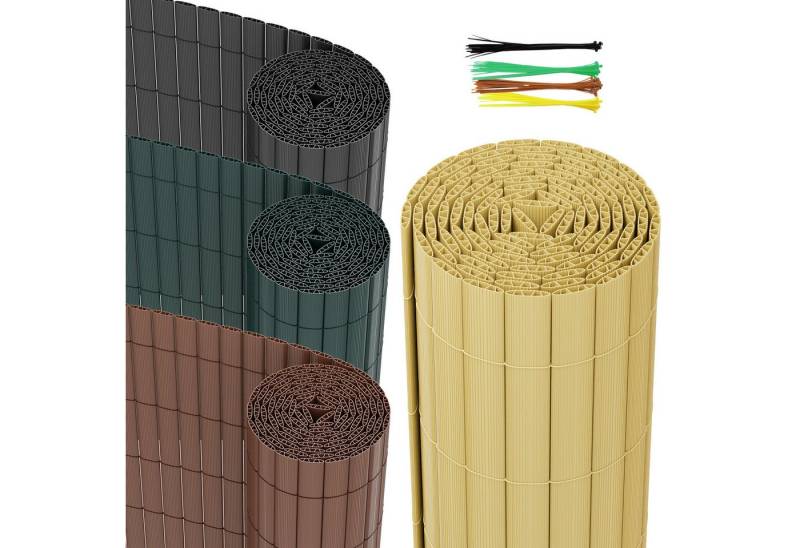 Clanmacy Balkonsichtschutz Balkonsichtschutz PVC Sichtschutzmatte mit verstärkter Anthrazit Sichtschutz, Wind-, Sonnenschutz von Clanmacy