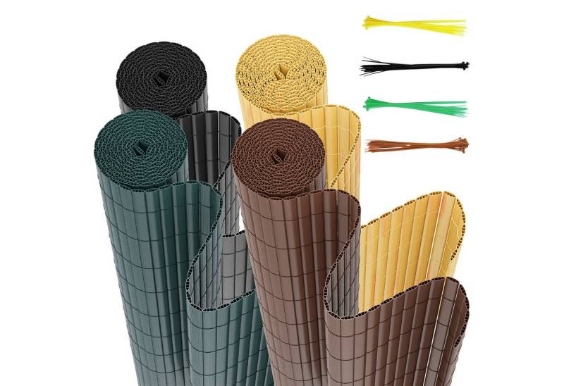 Clanmacy Balkonsichtschutz PVC Sichtschutzmatte Dreippelte Verstärkung Innen, mit Kabelbindern Sichtschutz, Wind-, Sonnenschutz von Clanmacy