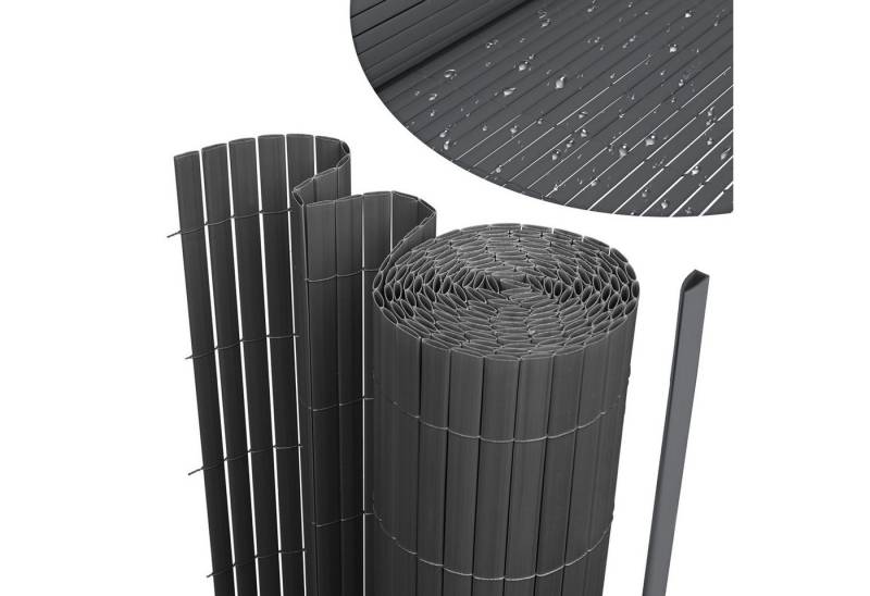 Clanmacy Balkonsichtschutz PVC Sichtschutzmatte Sichtschutzzaun Gartenzaun für Balkon Garten Grau von Clanmacy