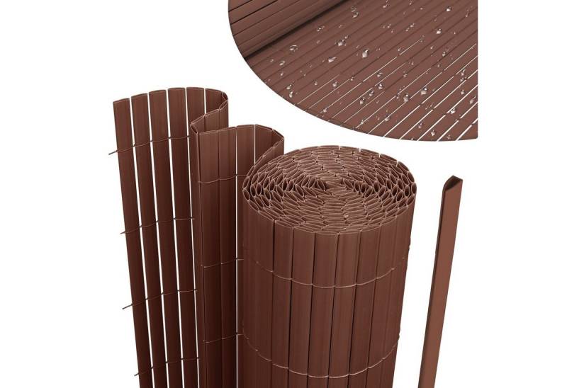 Clanmacy Balkonsichtschutz PVC Sichtschutzmatte Sichtschutzzaun für Balkon Terrasse Garten Braun von Clanmacy