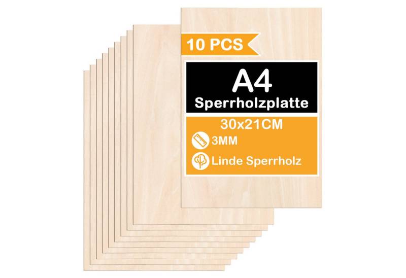 Clanmacy Bastelnaturmaterial Sperrholzplatte Linde 3mm Birkensperrholz Dünne Holz-Zuschnitte,10xA4, (10-tlg) von Clanmacy