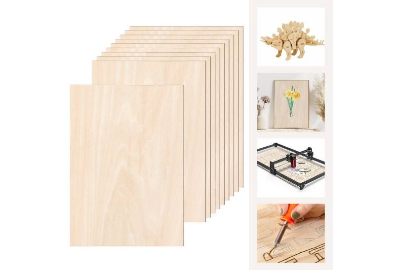 Clanmacy Bastelnaturmaterial Sperrholzplatte Linde 3mm Birkensperrholz Dünne Holz-Zuschnitte,40xA4, (40-tlg) von Clanmacy