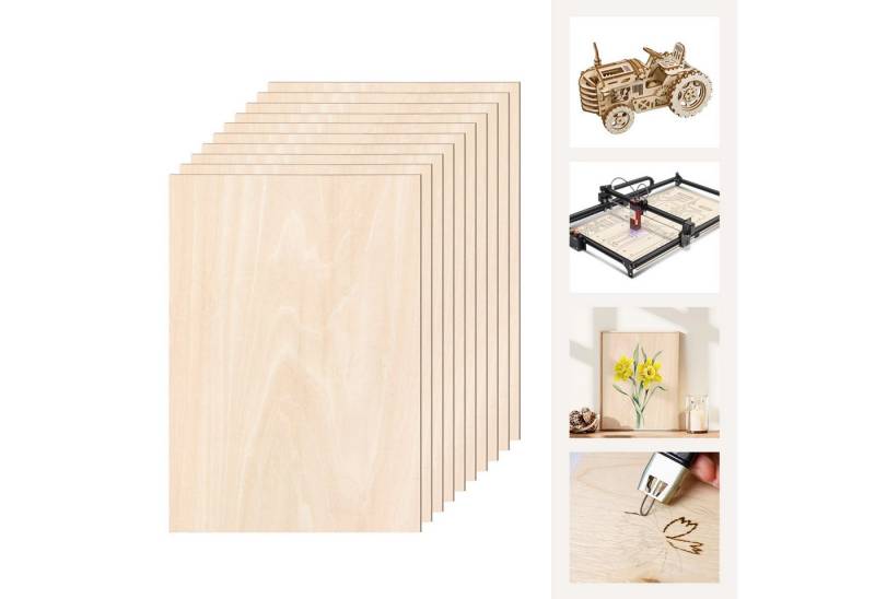 Clanmacy Bastelnaturmaterial Sperrholzplatte Linde 3mm Birkensperrholz Dünne Holz-Zuschnitte,50xA4, (50-tlg) von Clanmacy