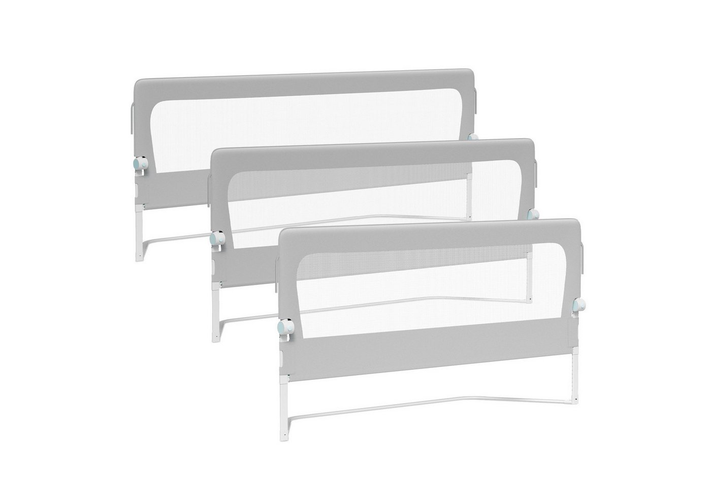 Clanmacy Bettschutzgitter 3X Bettgitter Babybettgitter Kinderbettgitter Kinder Rausfallschutz (180+200+200cm, 3 St) von Clanmacy