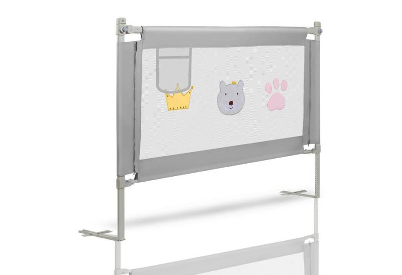Clanmacy Bettschutzgitter Bettgitter Kinderbett Kinderbettschutzgitter Rausfallschutz 150cm (und strapazierfähigem Polyester Canvas Material 150-200cm), aus Metall von Clanmacy