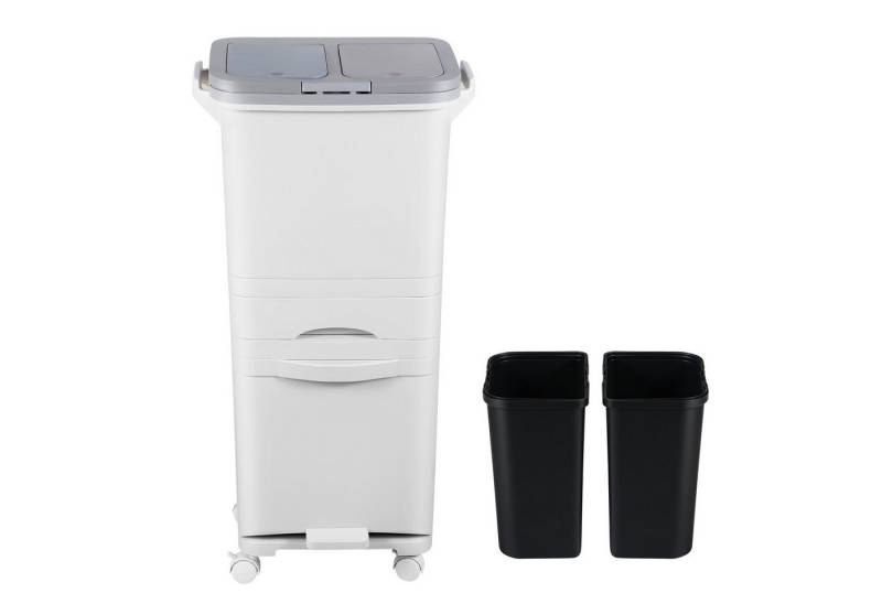 Clanmacy Biomülleimer 42L Mülleimer Abfalleimer Küche 4 Fächer Recycler Pedal von Clanmacy