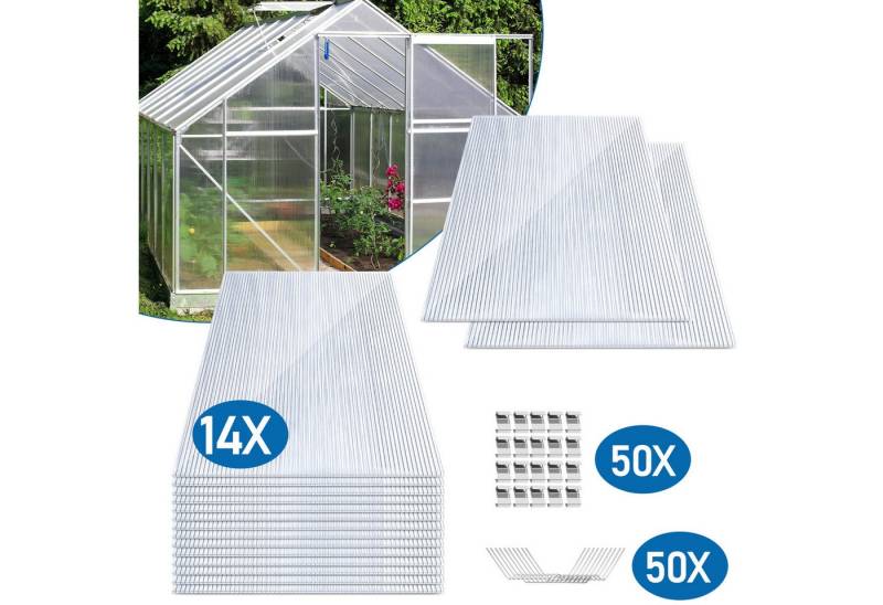Clanmacy Doppelstegplatte 14x Gewächshaus Doppelstegplatten Hohlkammerplatten Gewächshausplatten, 4,00 mm von Clanmacy