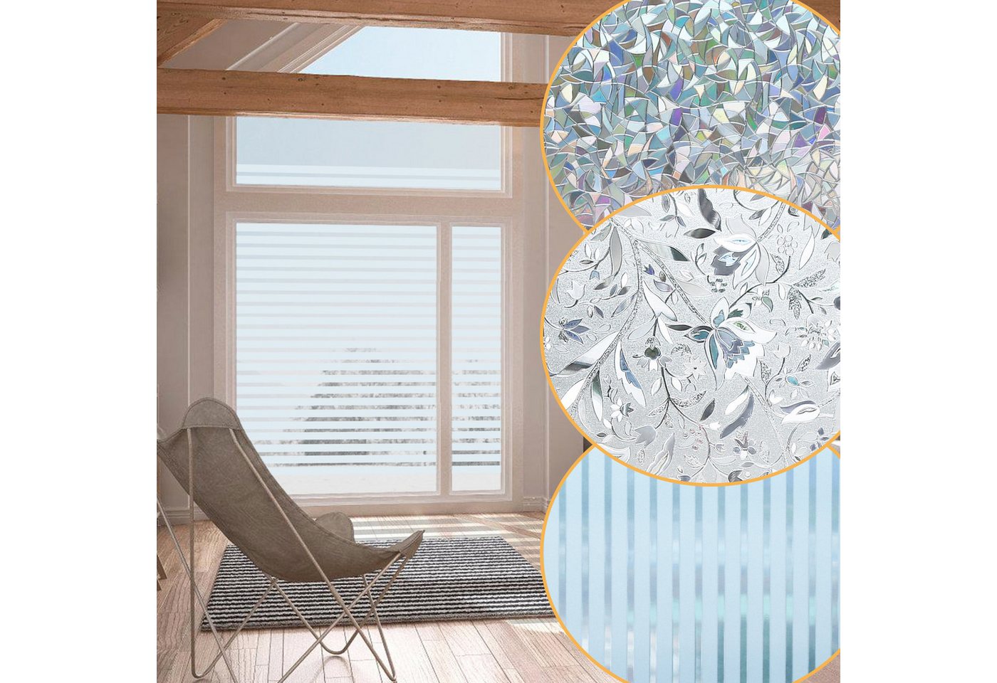 Clanmacy Fensterfolie 2X Blickdicht Selbsthaftend, Sichtschutzfolie Fenster, 95% UV-Schutz Clanmacy Fensterfolie 2X Blickdicht Selbsthaftend, Sichtschutzfolie Fenster, 95% UV-Schutz von Clanmacy