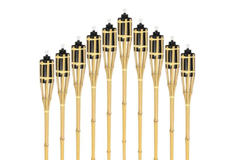 Clanmacy Gartenfackel 24x Gartenfackeln Set Lampen Fackeloel Docht 90cm Bambus für fackeln, Natur von Clanmacy