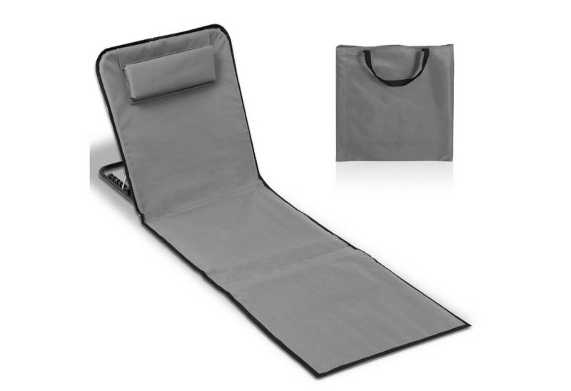 Clanmacy Gartenliege Strandmatte Verstellbarer 145cm 1er mit Tragegurt Grau 1x 145cm, 1 St. von Clanmacy
