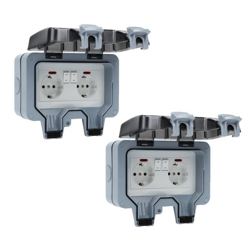 Clanmacy Gartensteckdose Außensteckdosen Stecker Kabel IP66 Wandsteckdose Box Für Garten 16A, 2-St. Clanmacy Gartensteckdose Außensteckdosen Stecker Kabel IP66 Wandsteckdose Box Für Garten 16A, 2-St. von Clanmacy