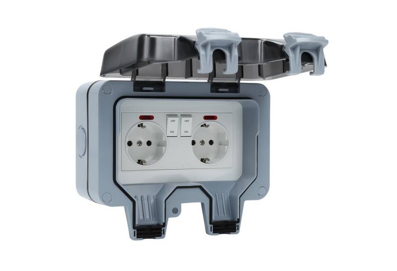 Clanmacy Gartensteckdose Außensteckdosen Stecker Kabel Wandsteckdose Box IP66 Für Garten 16A, 1-St. von Clanmacy