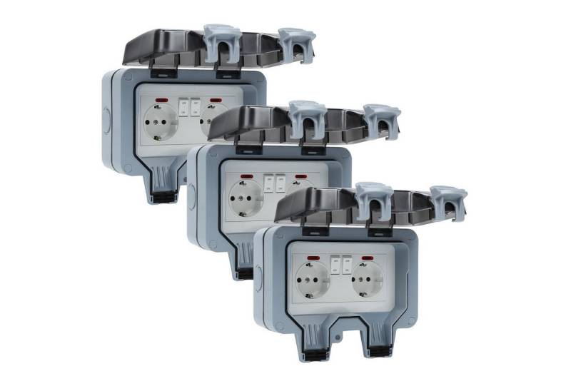 Clanmacy Gartensteckdose Außensteckdosen Stecker Kabel Wandsteckdose Box IP66 Für Garten 16A, 3-St. von Clanmacy