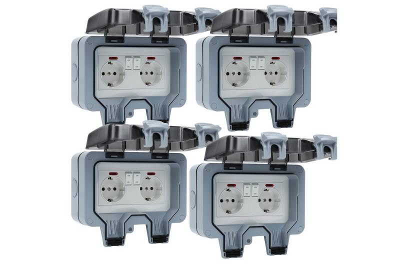 Clanmacy Gartensteckdose Außensteckdosen Stecker Kabel Wandsteckdose Box IP66 Für Garten 16A, 4-St. von Clanmacy