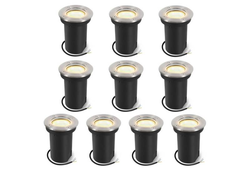 Clanmacy Gartenstrahler 3W LED Bodenleuchte Schwenkbar Außen Bodenstrahler IP67 Silber Gehäuse von Clanmacy