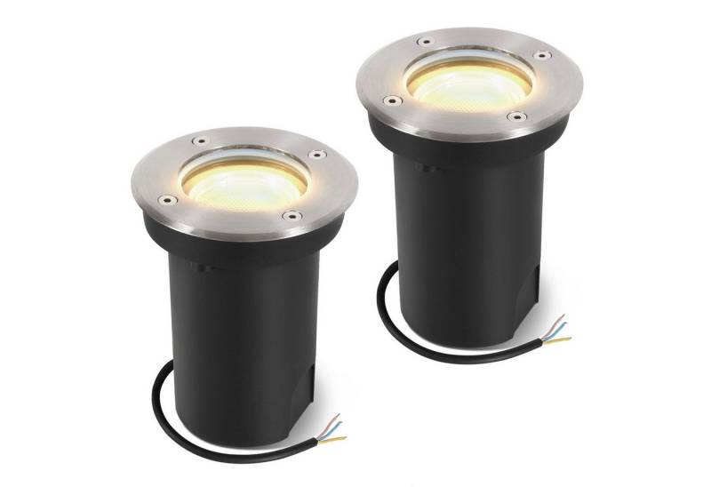 Clanmacy Gartenstrahler 3W LED Bodenleuchte Schwenkbar Außen Bodenstrahler IP67 Silber Gehäuse von Clanmacy