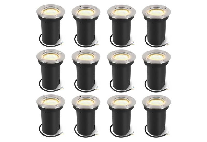 Clanmacy Gartenstrahler 3W LED Bodenleuchte Schwenkbar Außen Bodenstrahler IP67 Silber Gehäuse von Clanmacy