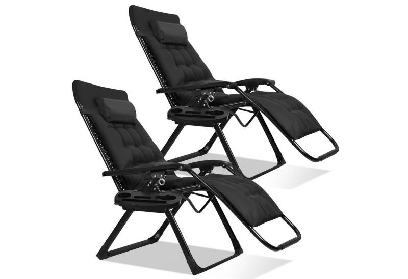 Clanmacy Gartenstuhl 2 Stück Gartenstuhl klappbar Sonnenliege Relaxliege 86x75x113cm (2 St) von Clanmacy