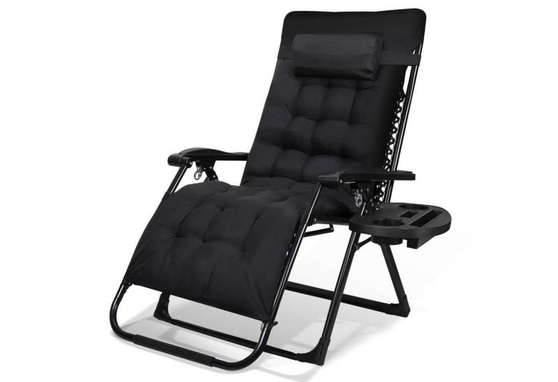 Clanmacy Gartenstuhl Gartenstuhl klappbar Sonnenliege Relaxliege 86x75x113cm Schwarz (1 St) von Clanmacy