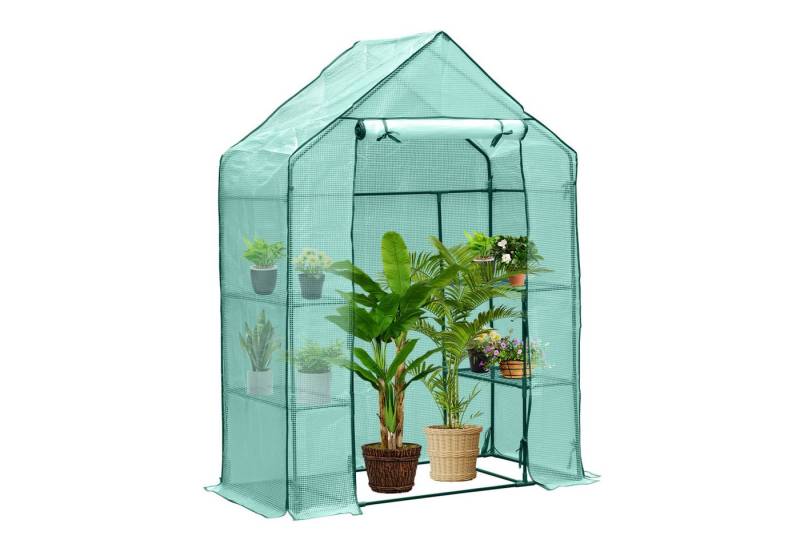 Clanmacy Gewächshaus Gewächshaus Begehbares Foliengewächshaus,Treibhaus 143x73x195cm,Grün, Stabil, robust und sicher von Clanmacy