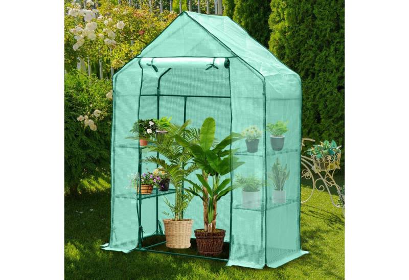 Clanmacy Gewächshaus Gewächshaus Foliengewächshaus,Treibhaus für Garten,Grün,143x73x195 cm, Stabil, robust und sicher von Clanmacy
