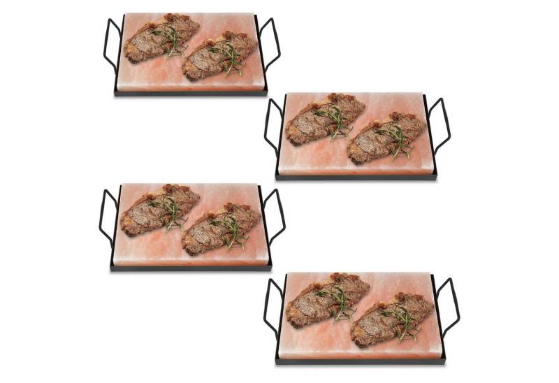 Clanmacy Grill-Salzstein Salzstein mit Halter 30x20x3cm Hochwertiger CHEF Set Fisch BBQ (4-St) von Clanmacy