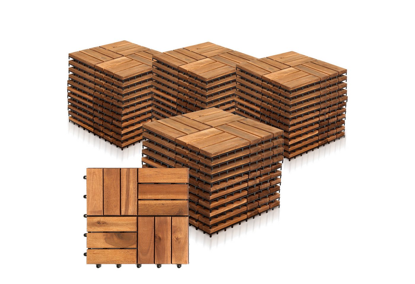 Clanmacy Holzfliesen 11x Terrassenfliese Garten Akazie Bodenfliesen 30x30cm von Clanmacy