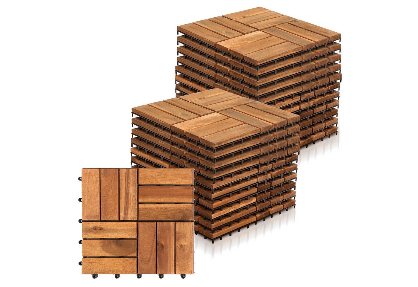 Clanmacy Holzfliesen 11x Terrassenfliese Garten Akazie Bodenfliesen 30x30cm von Clanmacy