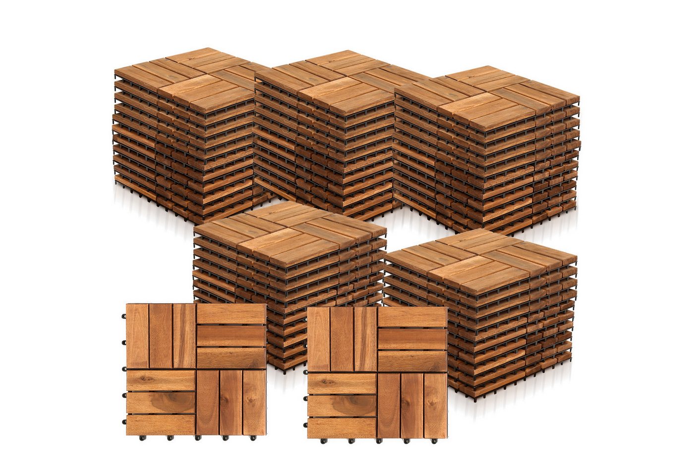 Clanmacy Holzfliesen 11x Terrassenfliese Garten Akazie Bodenfliesen 30x30cm von Clanmacy