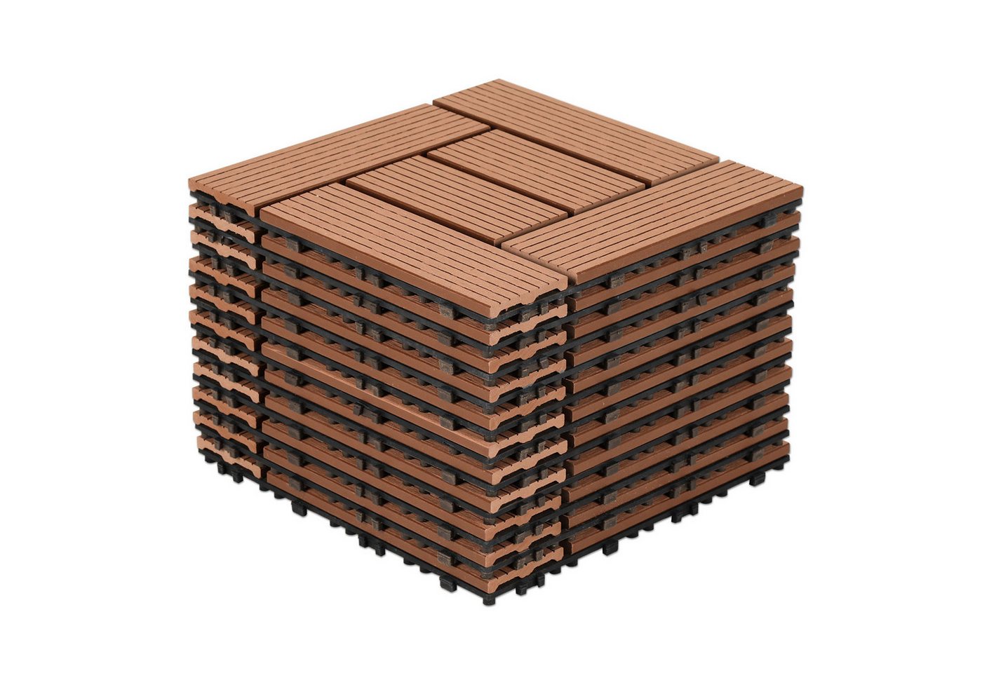 Clanmacy Holzfliesen Terrassenplatte Balkonfliesen mit Drainage und Klicksystem für Garten, Größe: 30x30cm (LxB), Farbe: Anthrazit/Braun von Clanmacy