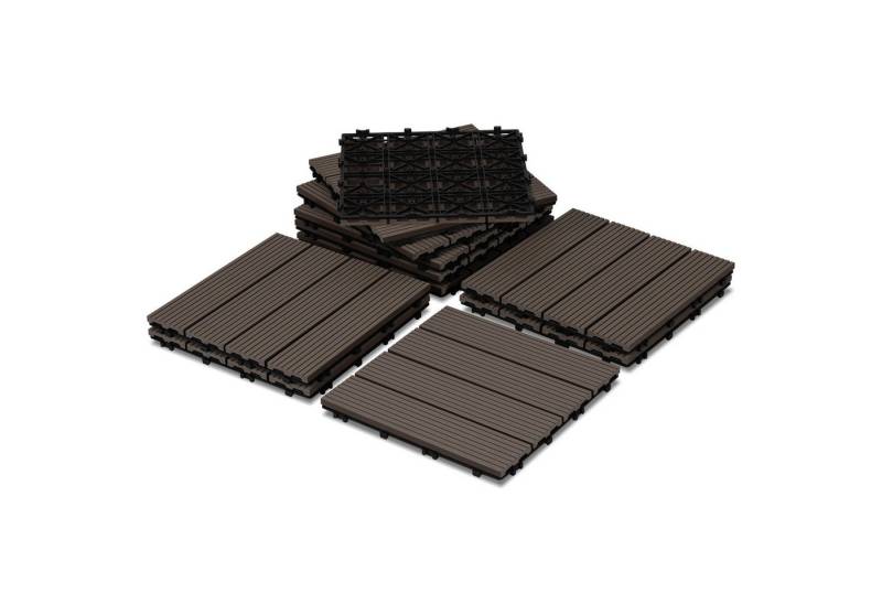 Clanmacy Holzfliesen WPC Klickfliesen 30x30 cm Dunkelbraun Holzoptik Klicksystem 44x, 44 St. von Clanmacy