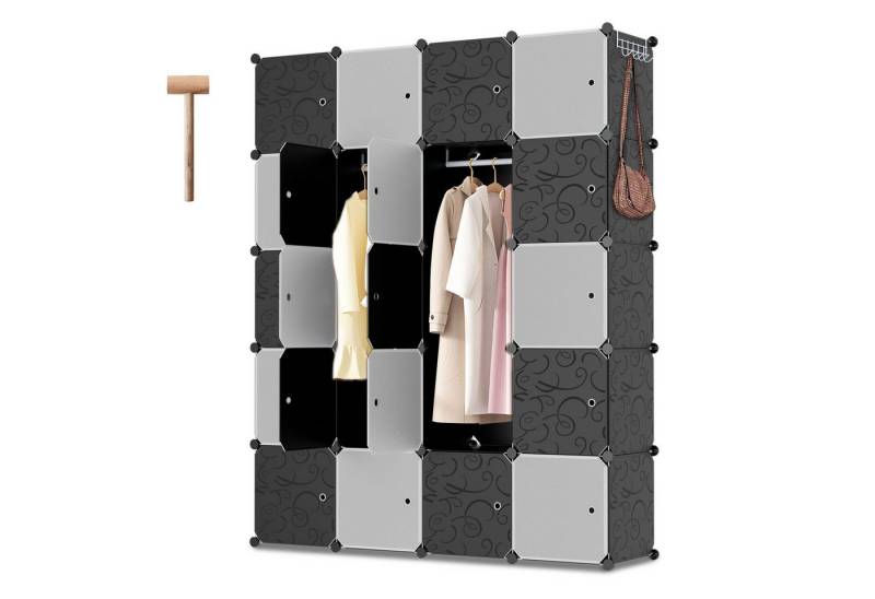 Clanmacy Kleiderschrank 20 Fächer Aufbewahrungsbox DIY Regalsystem (Mosaik Deko DIY-Regalsystem, 20 Fächer) Mit Türen, Stapelbar von Clanmacy