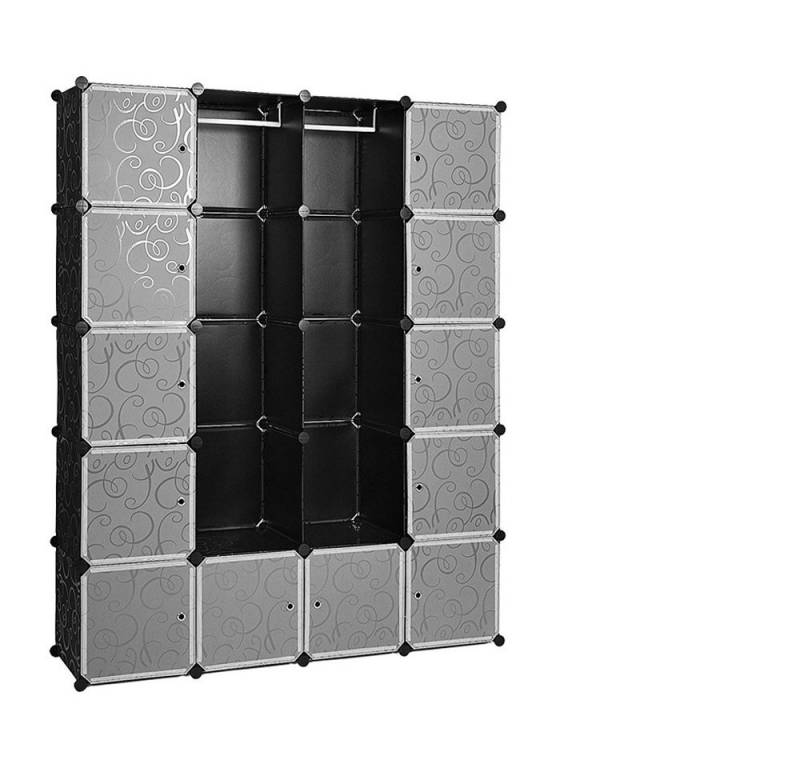 Clanmacy Kleiderschrank Kleiderschrank Aufbewahrungsschrank mit Türen Multifunktionsregal DIY von Clanmacy