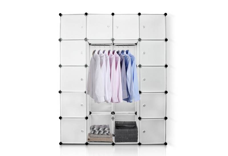 Clanmacy Kleiderschrank Kleiderschrank DIY Regalsystem Steckregal 20 Würfel Weiß von Clanmacy