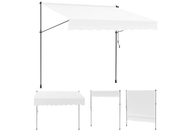 Clanmacy Klemmmarkise Klemmmarkise Balkonmarkise 150cm mit Handkurbel ohne Bohren Creme von Clanmacy