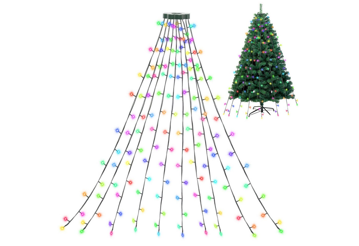Clanmacy Künstlicher Weihnachtsbaum mit LED innen Kunsttanne Dekobaum Grün/Weiß 120-210cm Beflockung Clanmacy Künstlicher Weihnachtsbaum mit LED innen Kunsttanne Dekobaum Grün/Weiß 120-210cm Beflockung von Clanmacy
