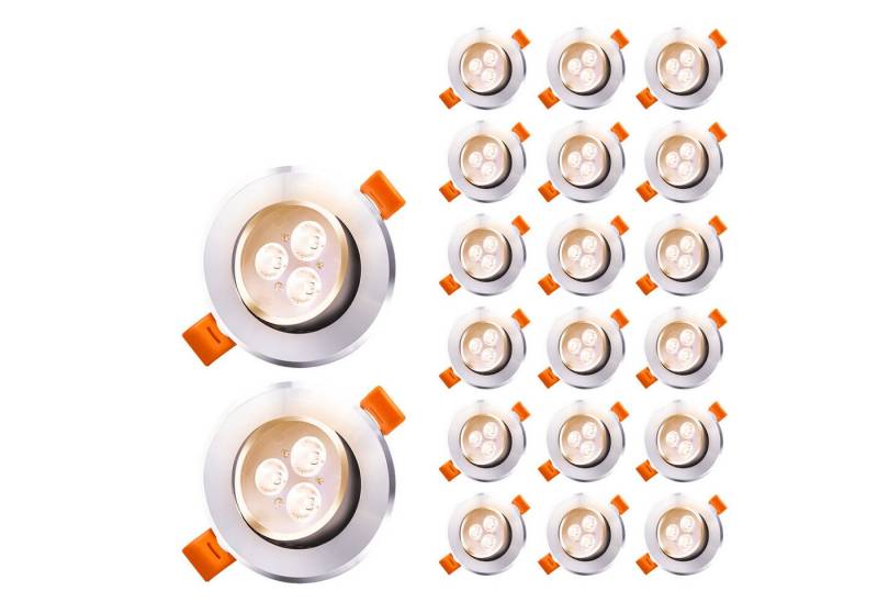 Clanmacy LED Einbaustrahler 20X LED Spot Einbaustrahler Set 3W Warmweiß Deckenleuchte von Clanmacy