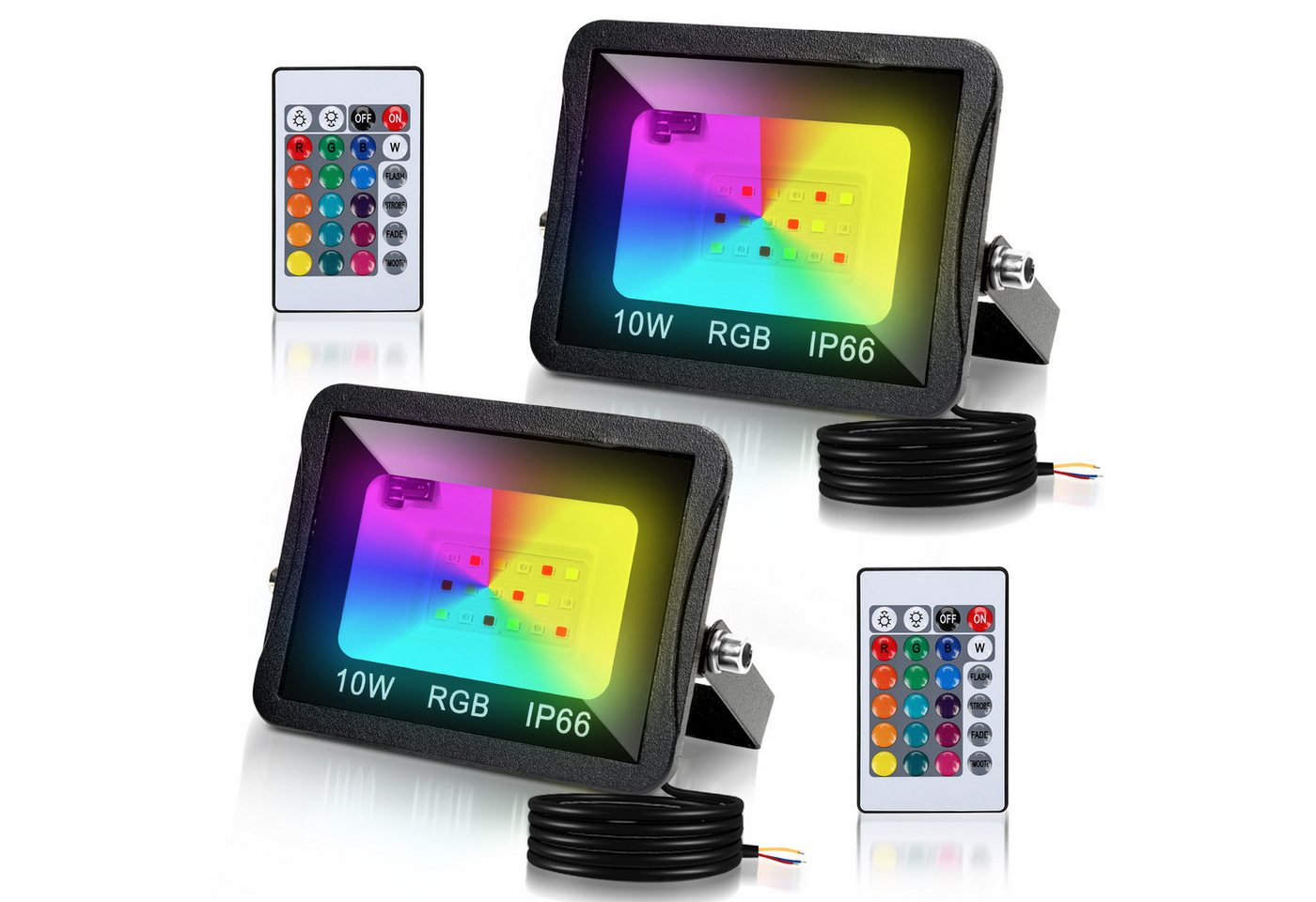 Clanmacy LED Flutlichtstrahler RGB LED Fluter Außen Strahler Flutlicht IP66 Gartenlampe 2 x 10W, Außenstrahler Clanmacy LED Flutlichtstrahler RGB LED Fluter Außen Strahler Flutlicht IP66 Gartenlampe 2 x 10W, Außenstrahler von Clanmacy