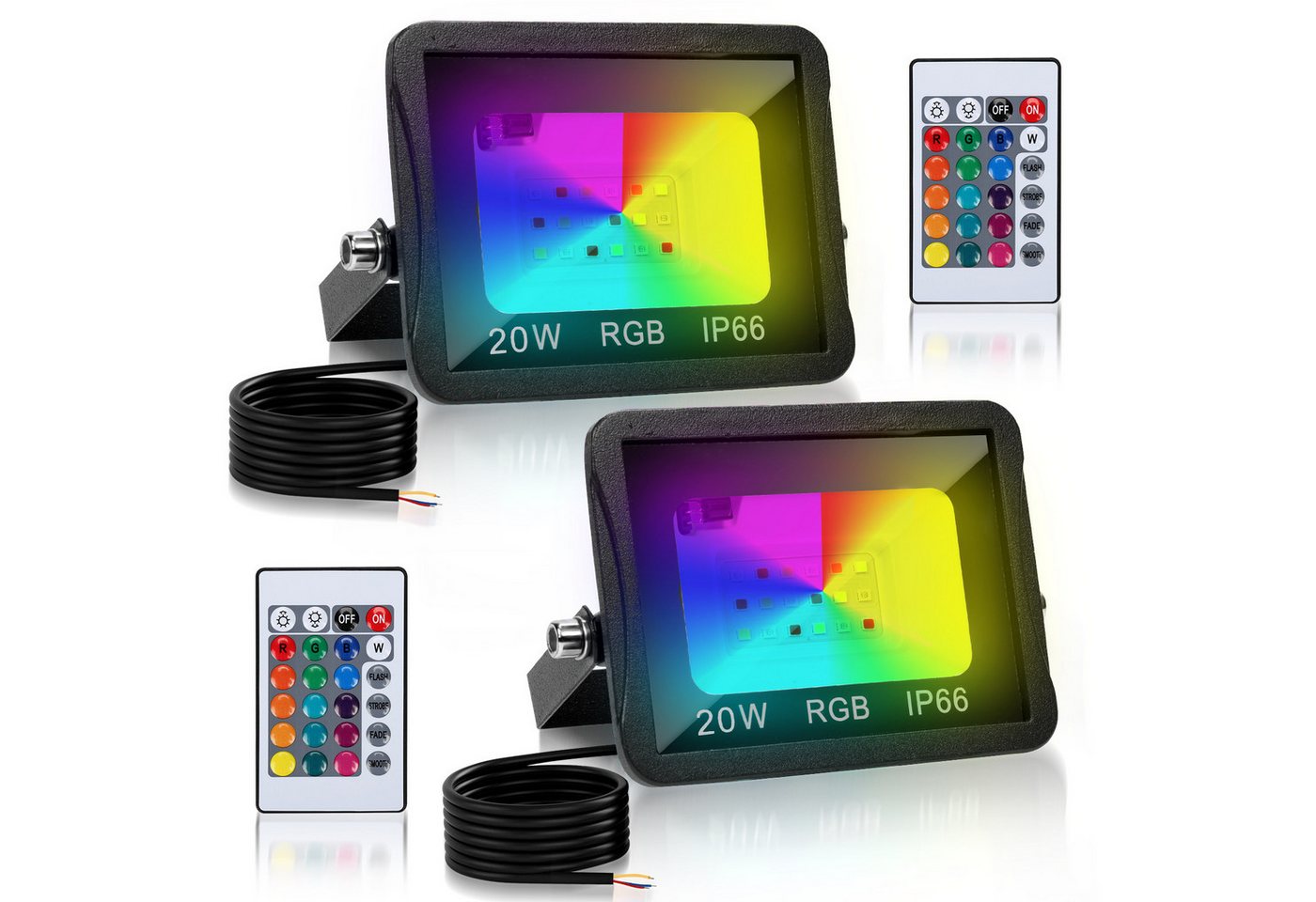 Clanmacy LED Flutlichtstrahler RGB LED Fluter Außen Strahler Flutlicht IP66 Gartenlampe 2 x 20W, Außenstrahler Clanmacy LED Flutlichtstrahler RGB LED Fluter Außen Strahler Flutlicht IP66 Gartenlampe 2 x 20W, Außenstrahler von Clanmacy