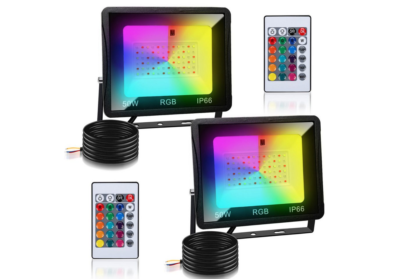 Clanmacy LED Flutlichtstrahler RGB LED Fluter Außen Strahler Flutlicht IP66 Gartenlampe 2 x 50W, Außenstrahler Clanmacy LED Flutlichtstrahler RGB LED Fluter Außen Strahler Flutlicht IP66 Gartenlampe 2 x 50W, Außenstrahler von Clanmacy
