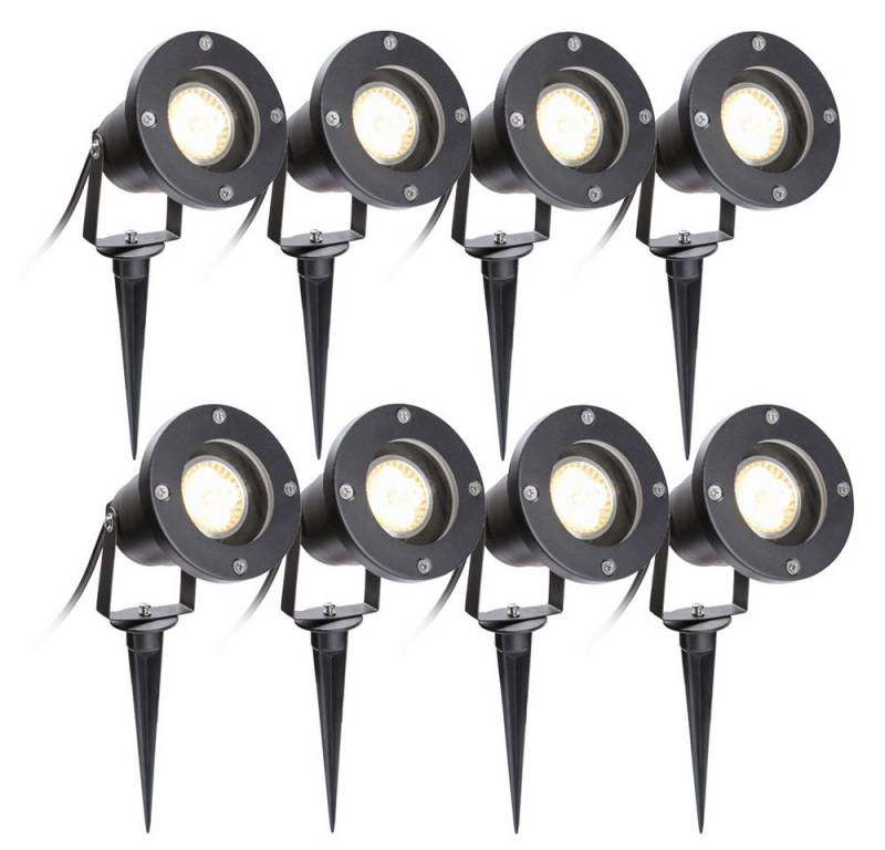 Clanmacy LED Gartenstrahler 1-10X Gartenbeleuchtung IP65 COB LED Gartenstrahler 4W mit Erdspieß, LED fest integriert, Warmweiß von Clanmacy