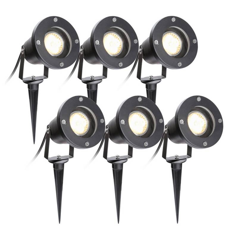 Clanmacy LED Gartenstrahler 1-10X Gartenbeleuchtung IP65 COB LED Gartenstrahler 4W mit Erdspieß, LED fest integriert, Warmweiß von Clanmacy