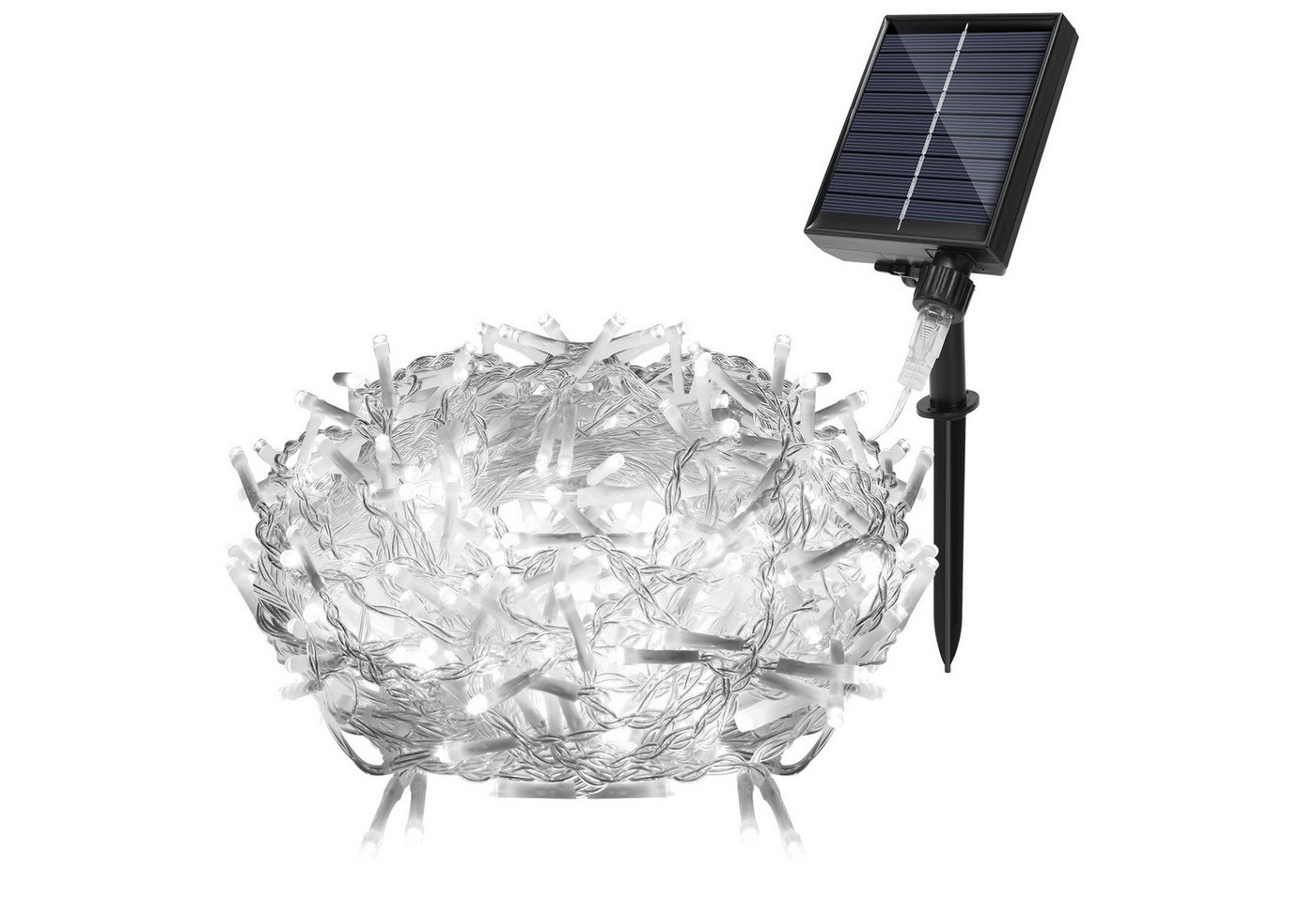 Clanmacy LED-Lichterkette 10M 400LEDs Solar LED Eisregen Lichterkette Außen Eiszapfen Kaltweiß, inkl.Fernbedienung, 8 Lichtfunktionen, Solarbox über USB aufadbar von Clanmacy